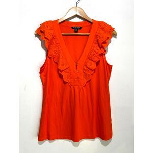 Lauren ralph Lauren black label cottagecore embroidery orange summer women L new